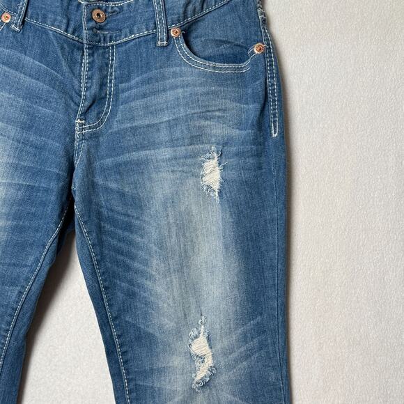 Ariya Bootcut Jeans Women Sz 13/14 Stretch Stitch Flap Distressed Western Grunge - Picture 10 of 16